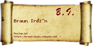 Braun Irén névjegykártya